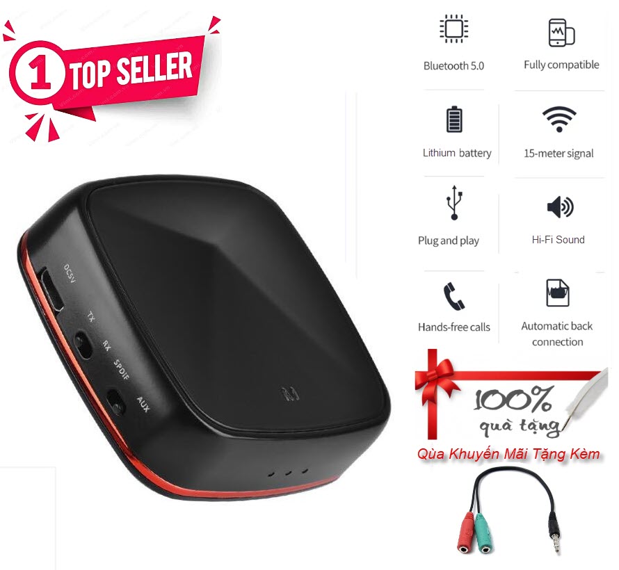 Hàng Chính Hãng - Bộ Thu Phát Bluetooth JRBC05-JA Blueooth 5.0 Phạm Vi Kết Nối 15m Đa Dạng Kết Nối 3.5mm AUX Optical Coaxial Chế Độ Chuyển Đổi Linh Hoạt Đàm Thoại Rảnh Tay Chip Qualcomm CSR Âm Thanh Hi-Fi Hỗ Trợ Đa Định Dạng SBC AAC  Pin 10 Tiếng - ROGTZ