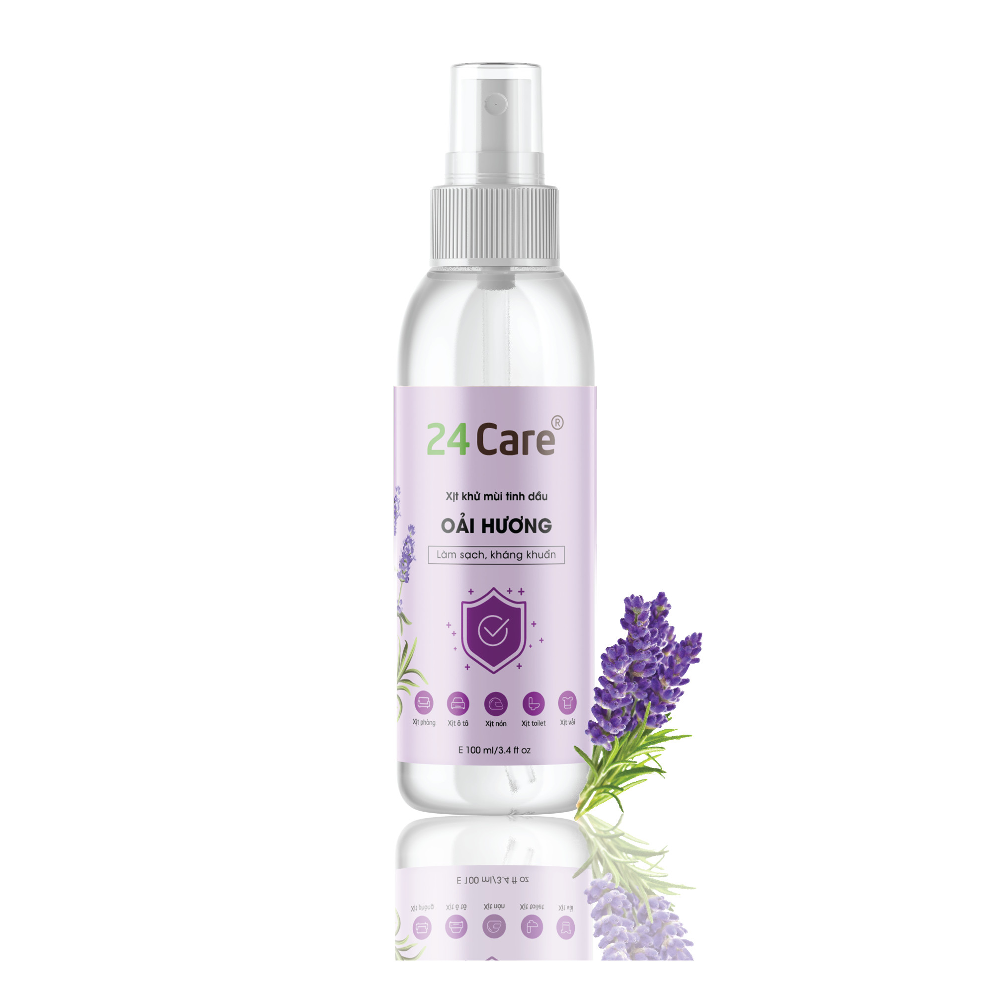 Combo 5 Tinh dầu Xịt phòng Oải Hương Hữu Cơ Organic 24Care 100ML/Chai