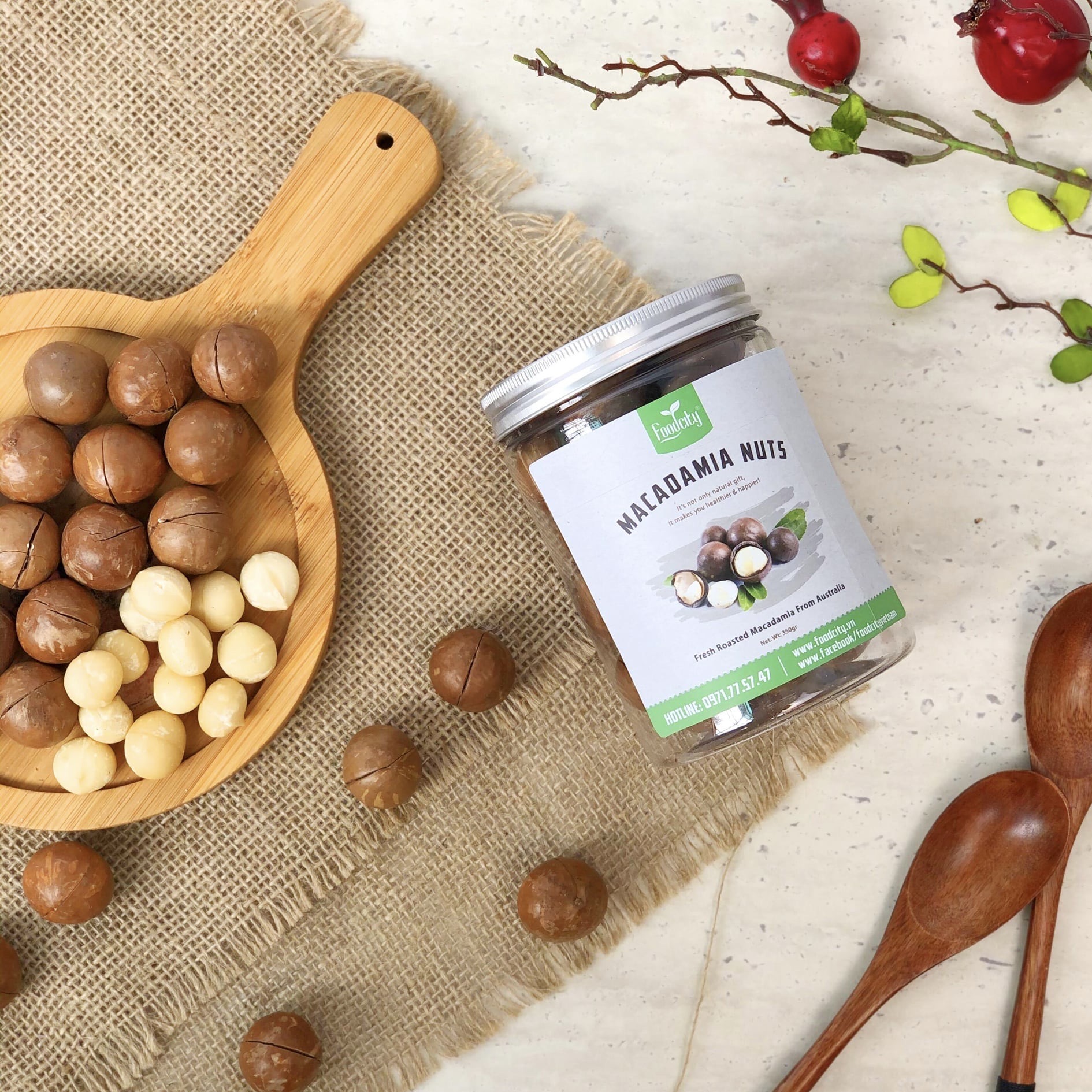 Hạt Macca nứt vỏ Úc FOOD CITY - dạng hũ | 100% nhập khẩu Úc cao cấp