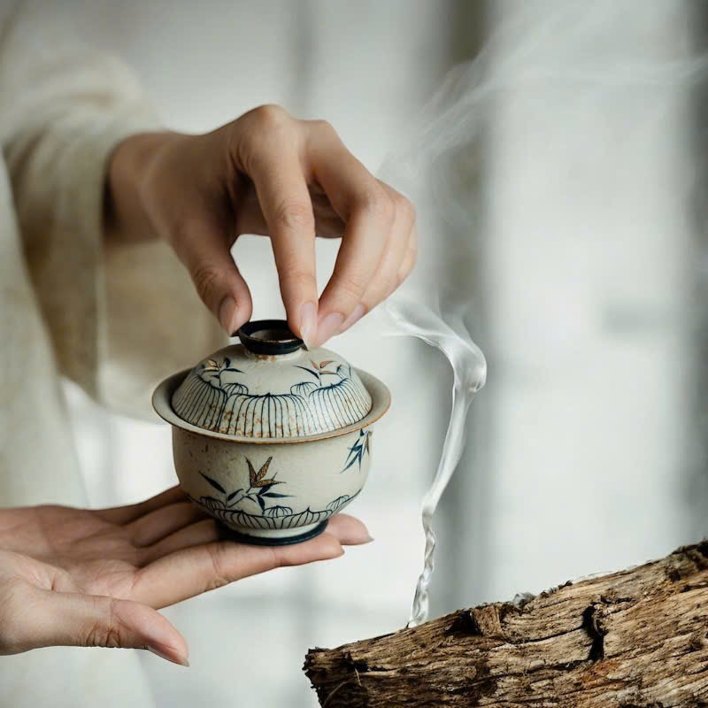 CHÉN KHẢI TRÚC LÂM VẼ VÀNG - HỌA TIẾT VẼ TAY - DUNG TÍCH 100ML - VIỆT LONG TRÀ