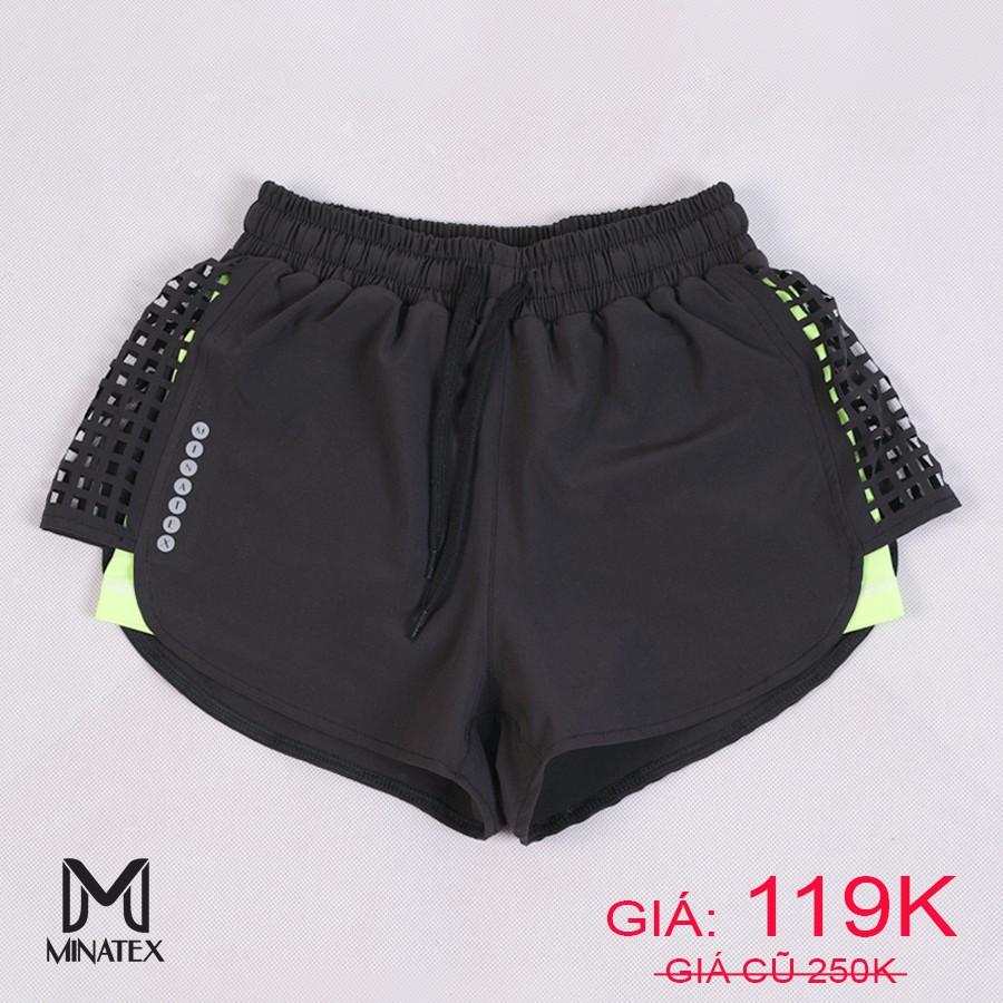 Quần đùi 2 lớp đi bơi đi biển, quần tập gym Minatex