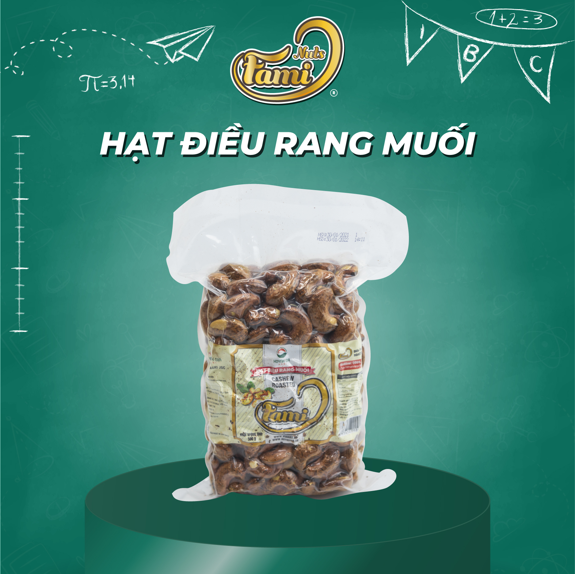 Hạt Điều Rang Muối Vỏ Lụa Fami (500g)