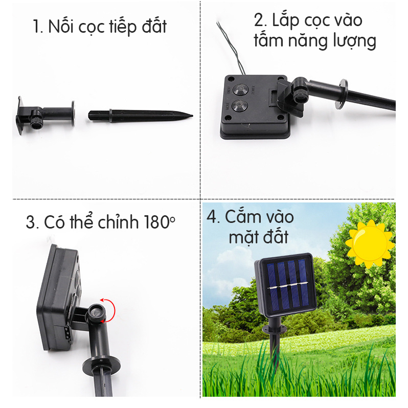 Đèn năng lượng mặt trời trang trí sân vườn hình đèn lồng , dây nhiều bóng ánh đèn ấm áp-K1594