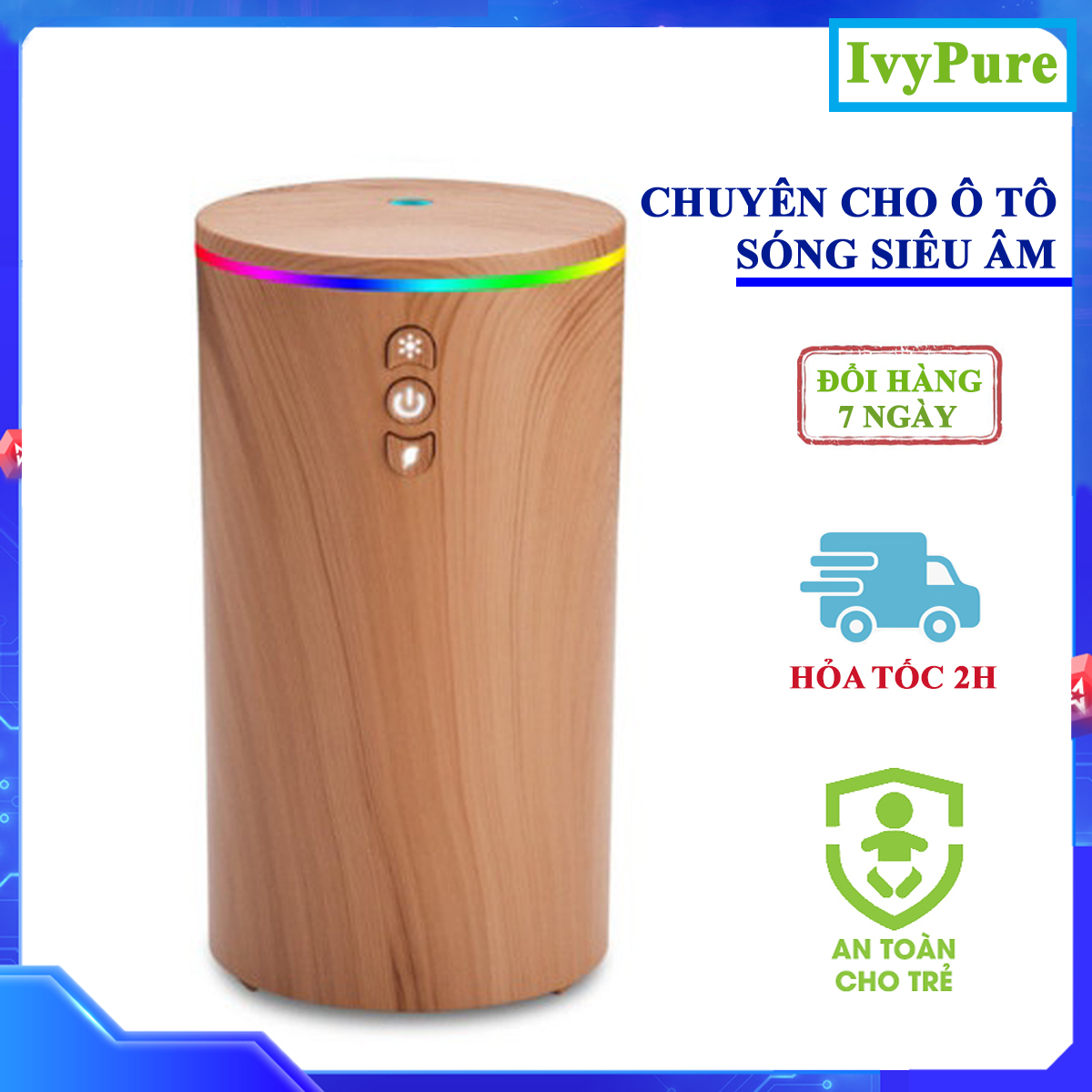 Máy Khuếch Tán Tinh Dầu Xe Hơi Cao Cấp và Chuyên Dụng, Máy Xông Tinh Dầu Dùng Điện USB Trên Xe ô tô, Đèn LED Cực Đẹp, Không Dùng Lõi Bông