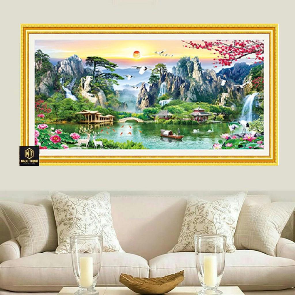 FreeShip từ 250K-Tranh đính đá mẫu mới Lưu Thủy Sinh Tài-KT: 200x90