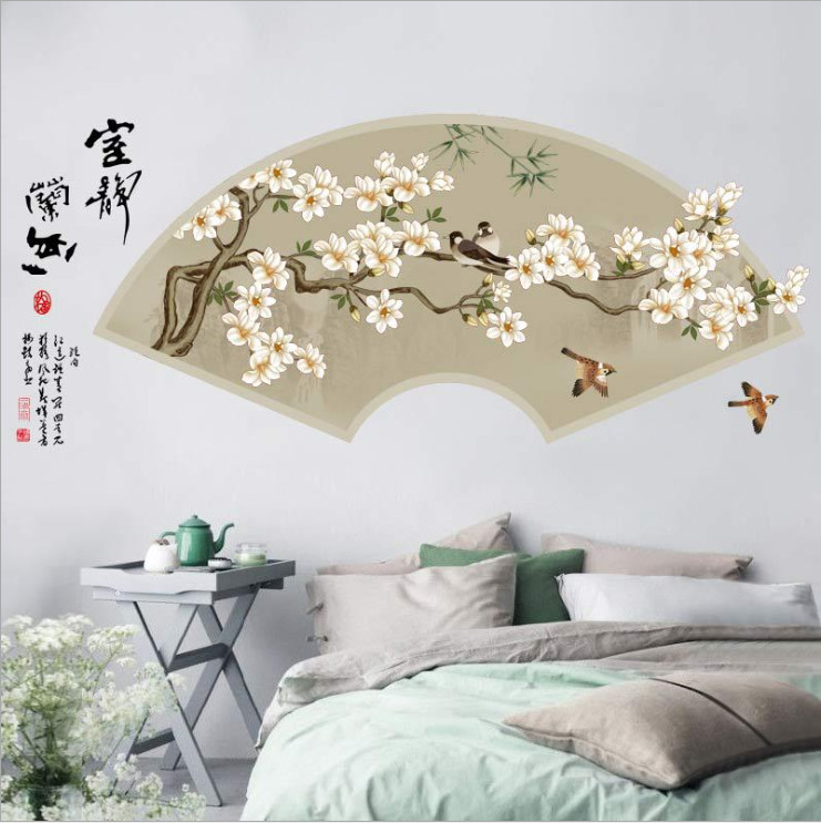 Decal dán tường tranh thủy mặc dán phòng khách sang trọng DKN148