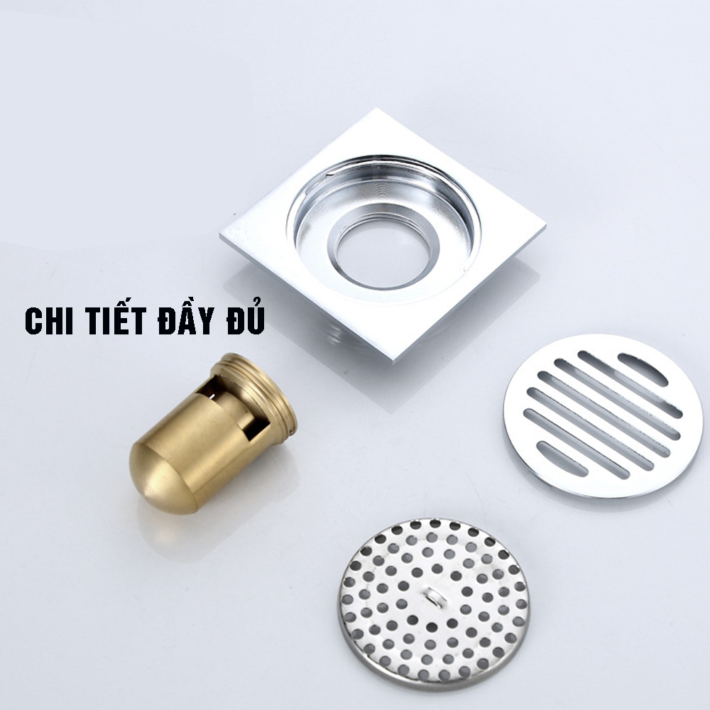 Phễu ga thoát sàn ngăn mùi, vi khuẩn, côn trùng trào ngược lên INOX SUS 304, lõi đồng, MIHOCO 183