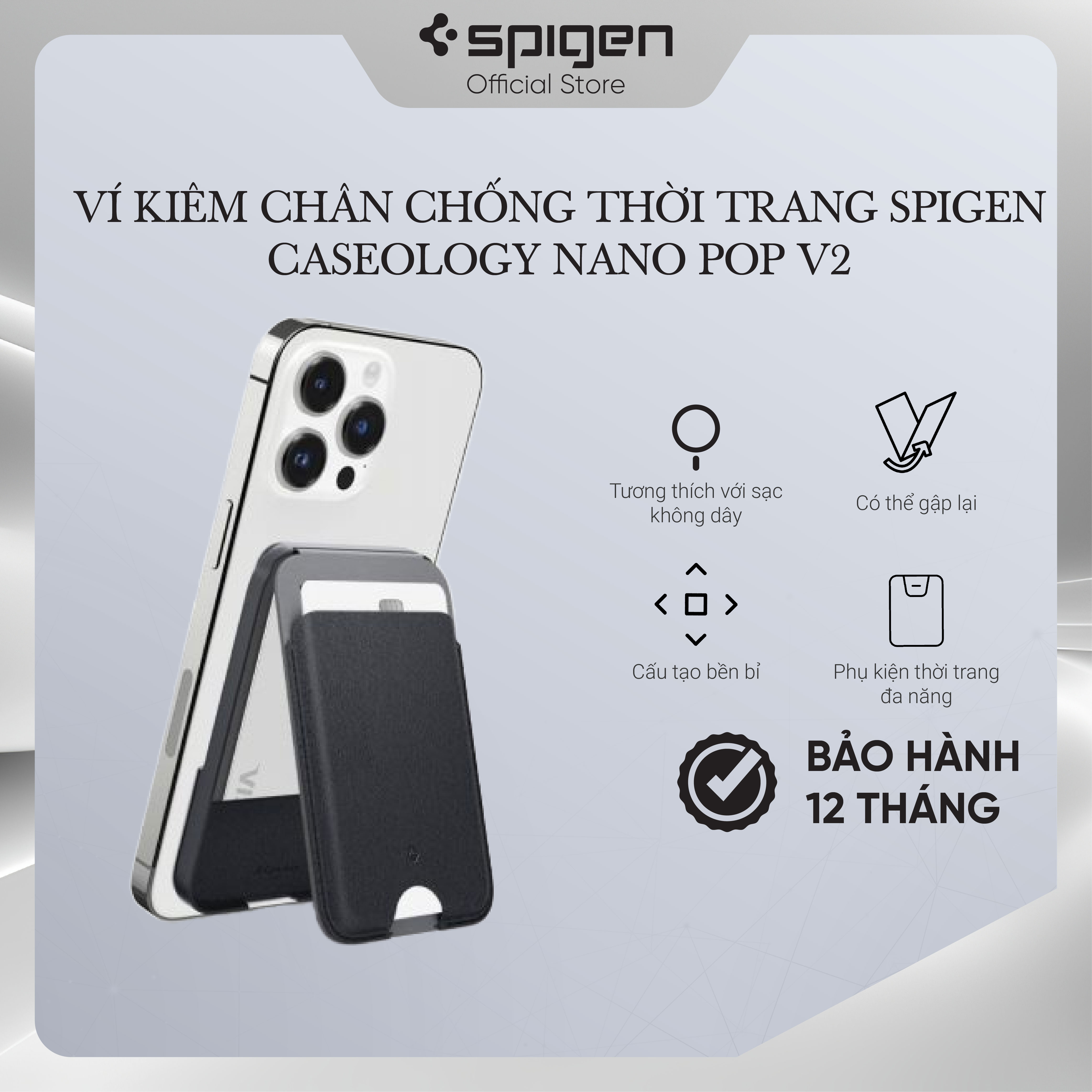 Ví kiêm chân chống thời trang Spigen Caseology Nano Pop V2 - Hãng chính hãng