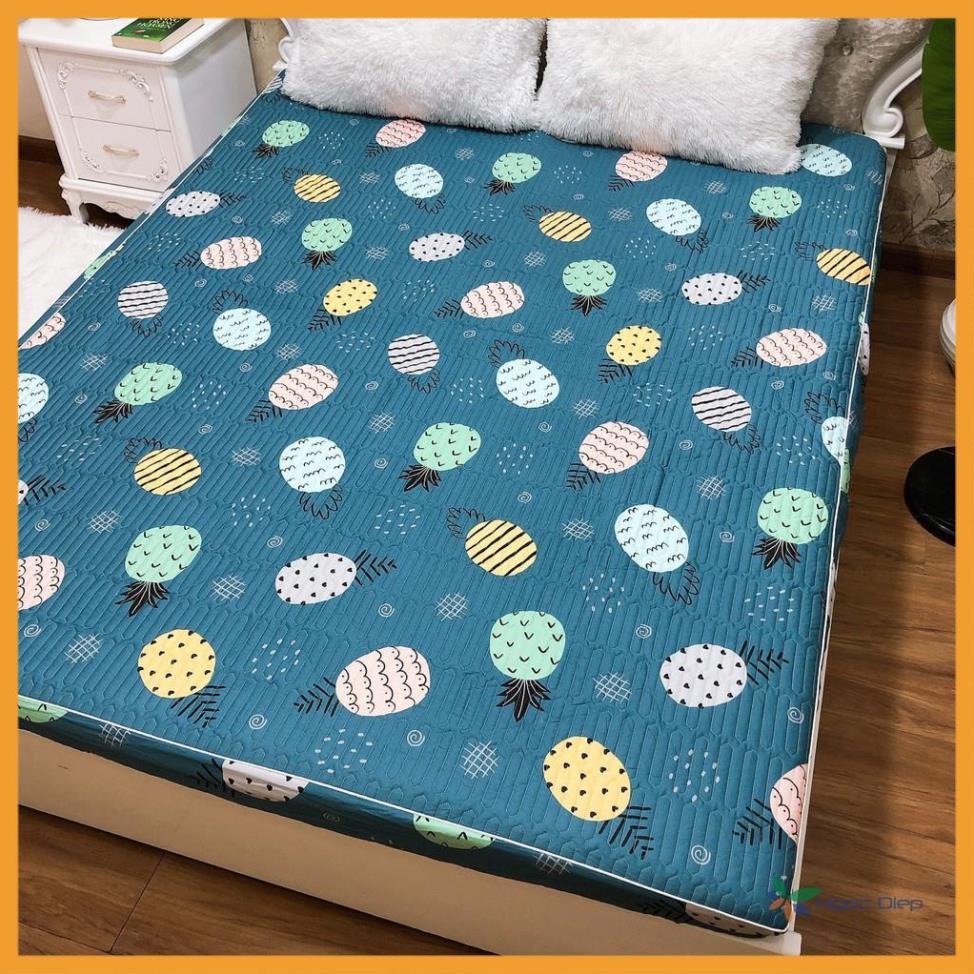 Bộ ga kèm 2 vỏ gối cotton Chần Bông mẫu Dứa Xanh cao cấp m2, m6, m8, 2m2