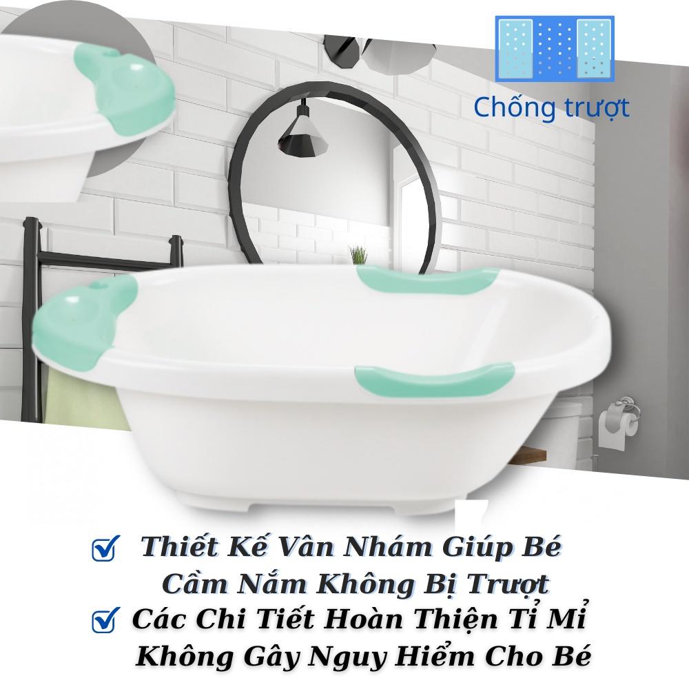 Chậu Tắm Cho bé sơ sinh loại to kèm tựa lưng nhựa cho trẻ em notoro Inochi tặng gáo thau rửa mặt gấp gọn