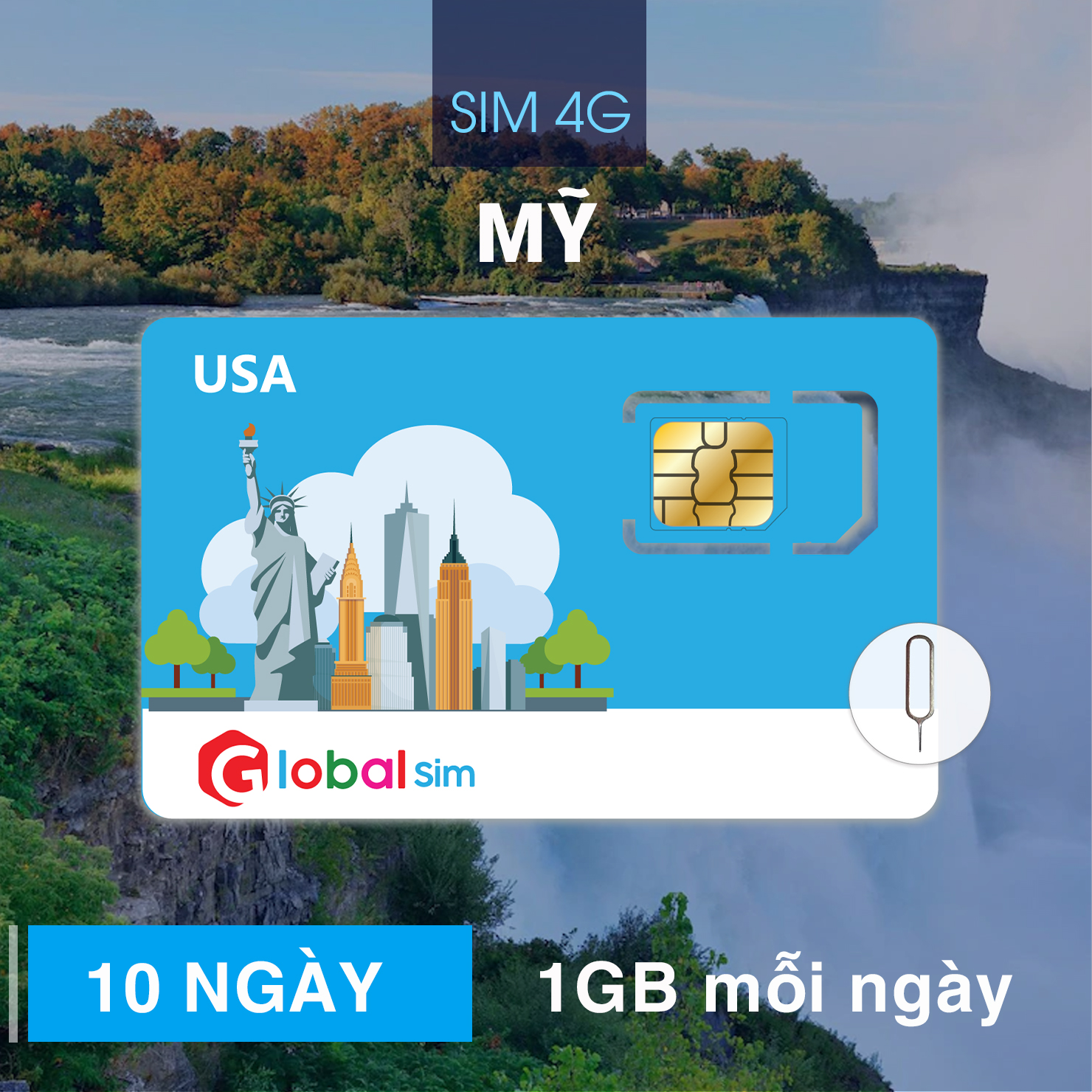 SIM 4G DU LỊCH MỸ 10 NGÀY - 1GB/NGÀY TỐC ĐỘ CAO - KHÔNG GIỚI HẠN DATA