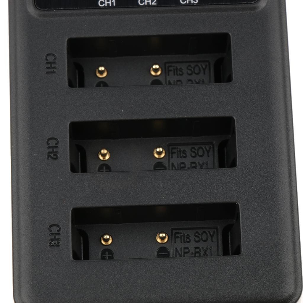 3-Channel Battery Charger for Sony NP-BX1 Cyber-shot DSC-RX100, DSC-RX100 II, DSC-RX100M II, DSC-RX100 III, DSC-RX100 V, DSC-RX100 IV, HDR-CX405