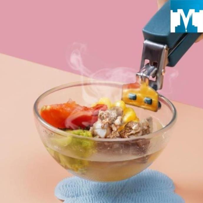 Bộ Dụng Cụ Kẹp Gắp Đồ Nóng Thức Ăn Đa Năng Inox Chống Bỏng Kèm Găng Tay, Miếng Lót Nồi Silicon