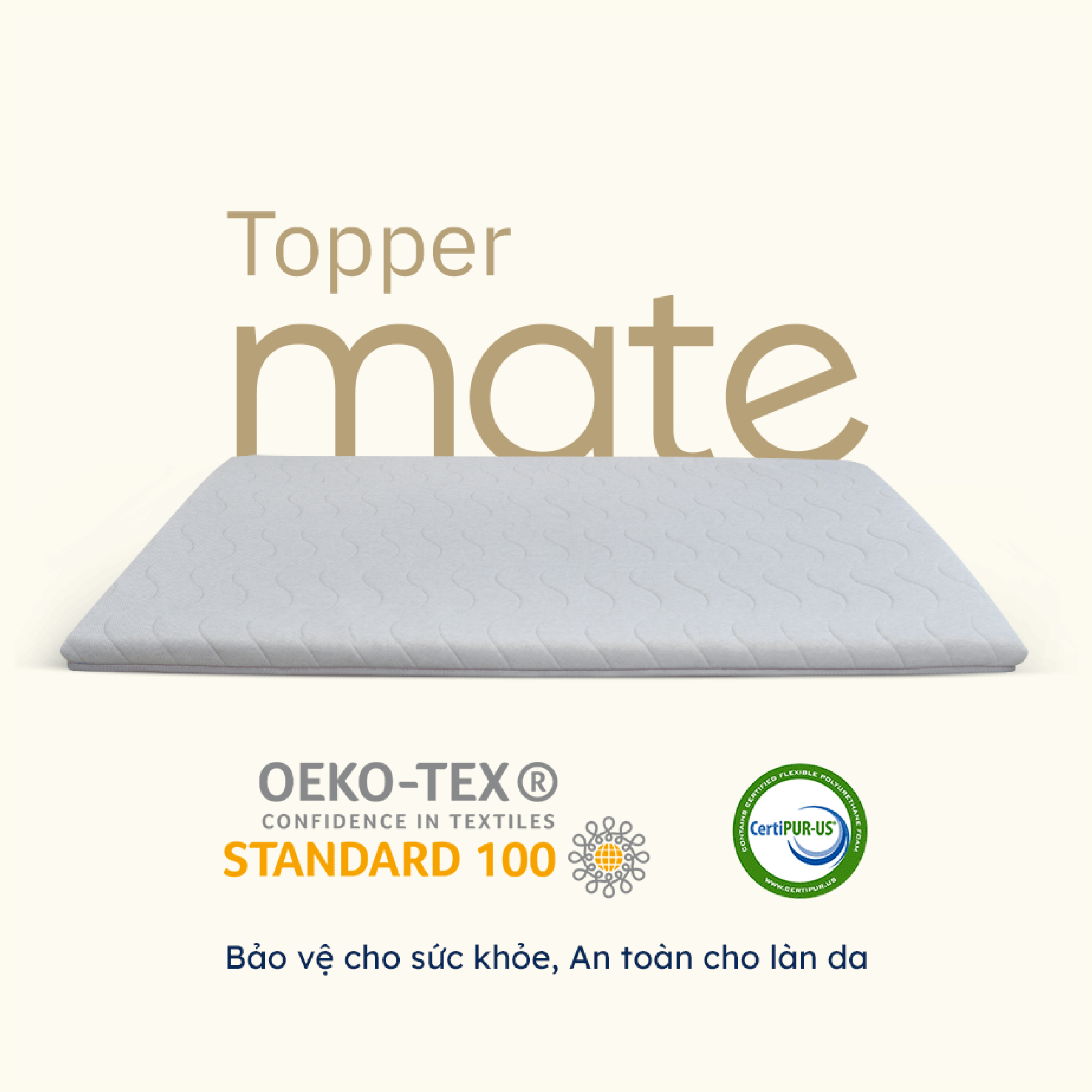 Nệm Trải Sàn Cao Cấp Foam Topper Mate Ru9 - Màu Xám | Lớp Foam Nâng Đỡ | 5 Kích Thước | 07 Ngày 1 Đổi 1