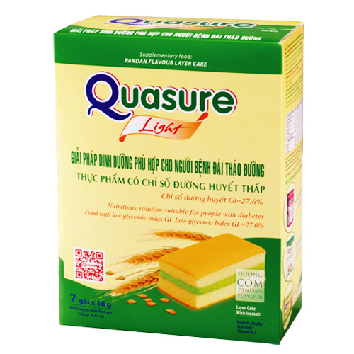 Bánh Bông Lan Bibica Quasure Light Hương Cốm Hộp 126 gram ,Sản Phẩm Dinh Dưỡng Dành Cho Người Tiểu Đường