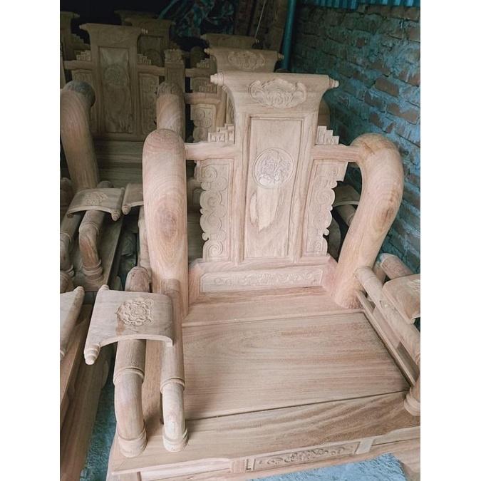Bộ bàn ghế phòng khách tần thủy hoàng gỗ gõ tay 12 hàng 6 món