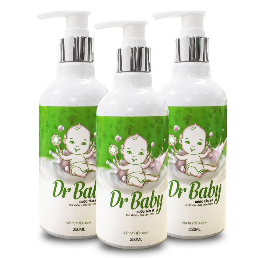 Combo 3 Chai Tắm Thảo Dược Dr Baby Cho Trẻ Em 250ml ( hỗ trợ điều trị rôm sảy, mẩn ngứa, hăm tã)