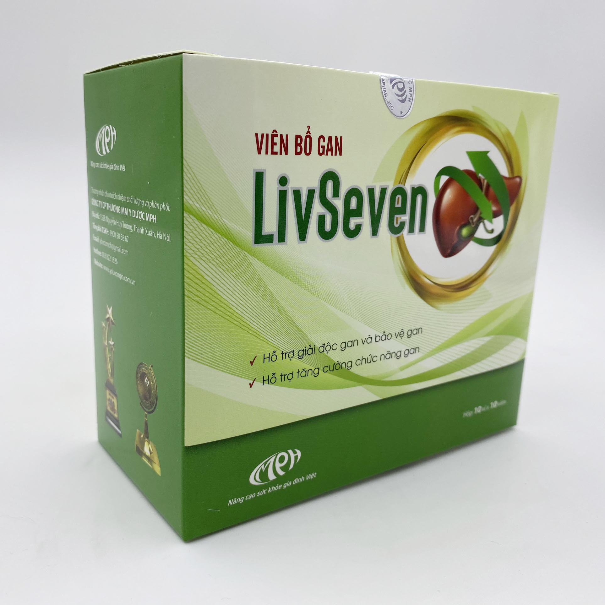 Combo 2 Hộp Viên Uống Bổ Gan, Giải Độc Gan Livseven - Arginine, Diệp Hạ Châu, Actiso Giúp Mát Gan Giải Độc, Hỗ Trợ Điều Trị Viêm Gan B, Men Gan Cao, Gan Nhiễm Mỡ