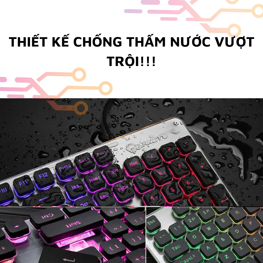 Bàn Phím Giả Cơ Gaming L1 LANGTU Phụ Kiện Máy Tính Laptop Chống Nước Kèm Đèn Led Hàng Chính Hãng