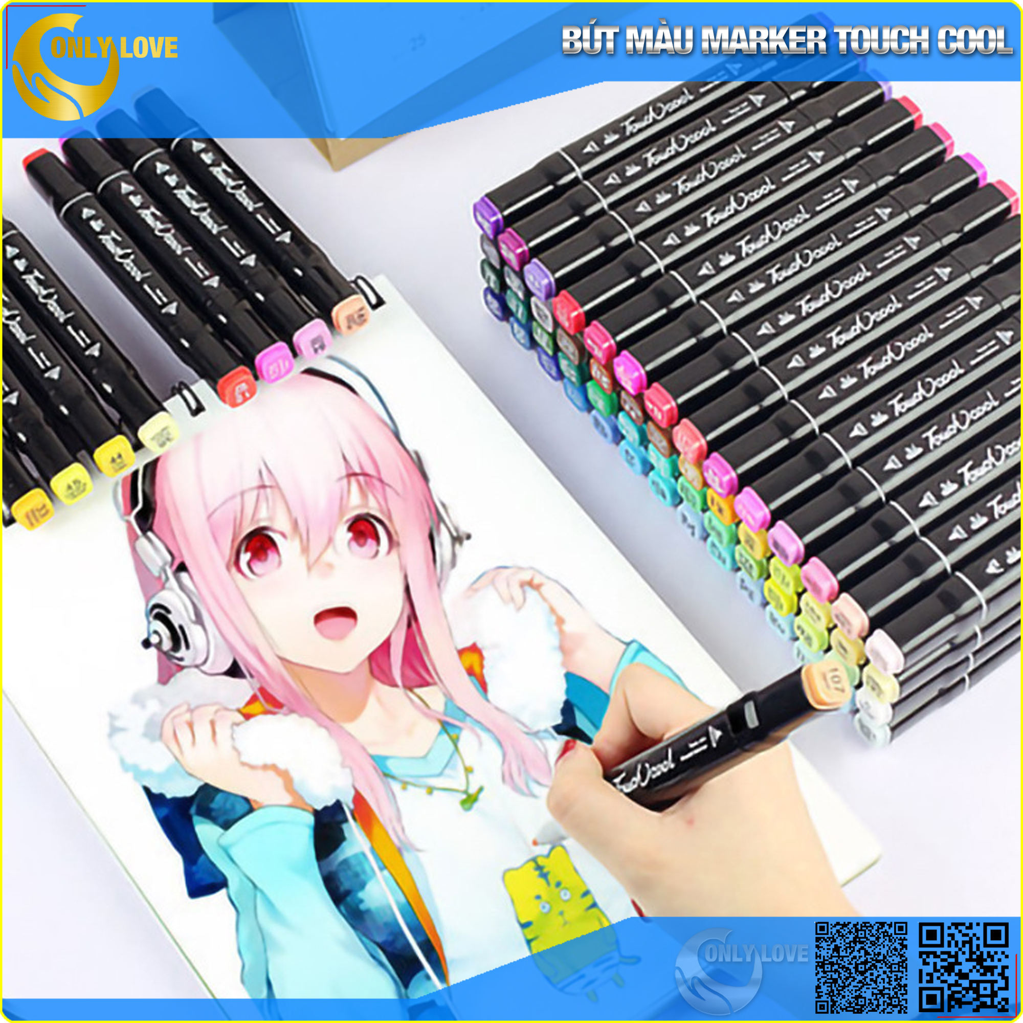 Bút màu Marker Touch Cool Cao Cấp - Bộ 30/40/60/80  - Màu Vẽ Chuyên Nghiệp - Vẽ Anime, Truyện Tranh Manga, Phong Cảnh, Thiết Kế Thời Trang, Đồ Họa, Mỹ Thuật Công Nghiệp- Giải quyết các vấn đề chuyên ngành hội hoạ - Hàng Nhập Khẩu