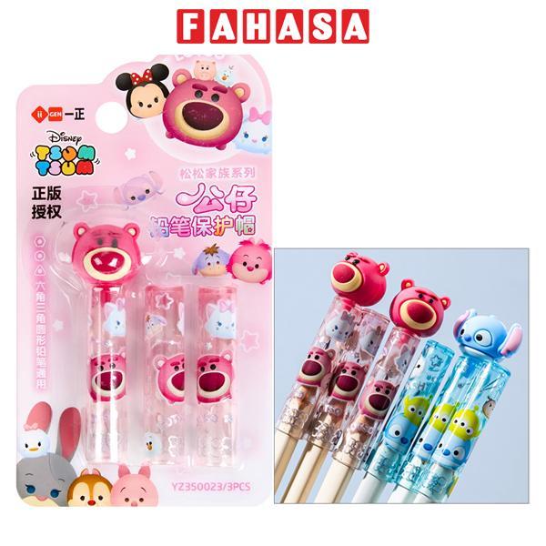 Vỉ 3 Nắp Đậy Bút Chì Disney Tsum Tsum - iiGEN YZ350023 - Gấu Dâu Lotso