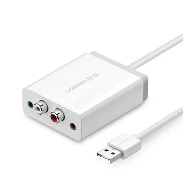 Ugreen UG3052130521TK 1M màu Trắng Bộ chuyển USB 2.0 sang 2 đầu bông sen + Loa + MIC - HÀNG CHÍNH HÃNG