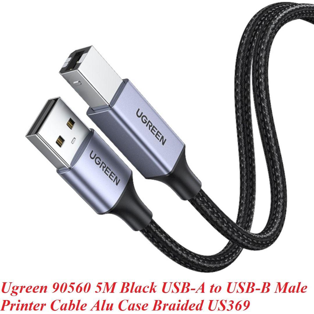 Ugreen UG90560US369TK 5M Màu Đen Dây dù Cáp USB 2.0 sang USB B máy in - HÀNG CHÍNH HÃNG