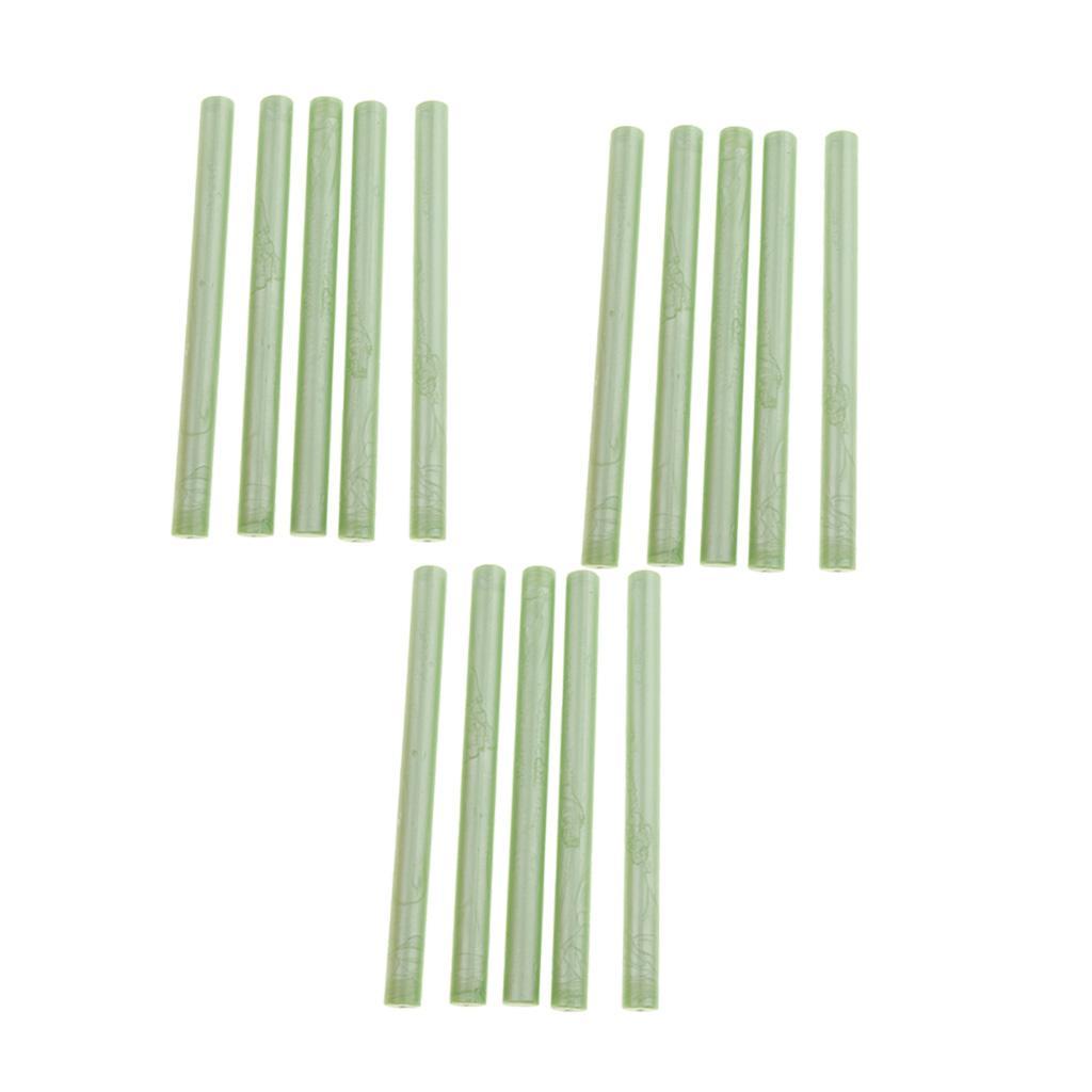 15xSealing Wax Sticks Flexible Glue Gun Sealing Wax for Wedding Green_1