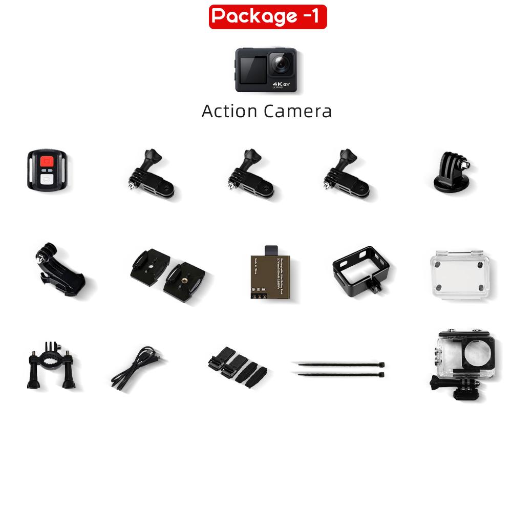 Waywalkers 4K 60fps Action Camera chống lắc WiFi với màn hình điều khiển từ xa Sport Sport Sport Drive Recorder Eis