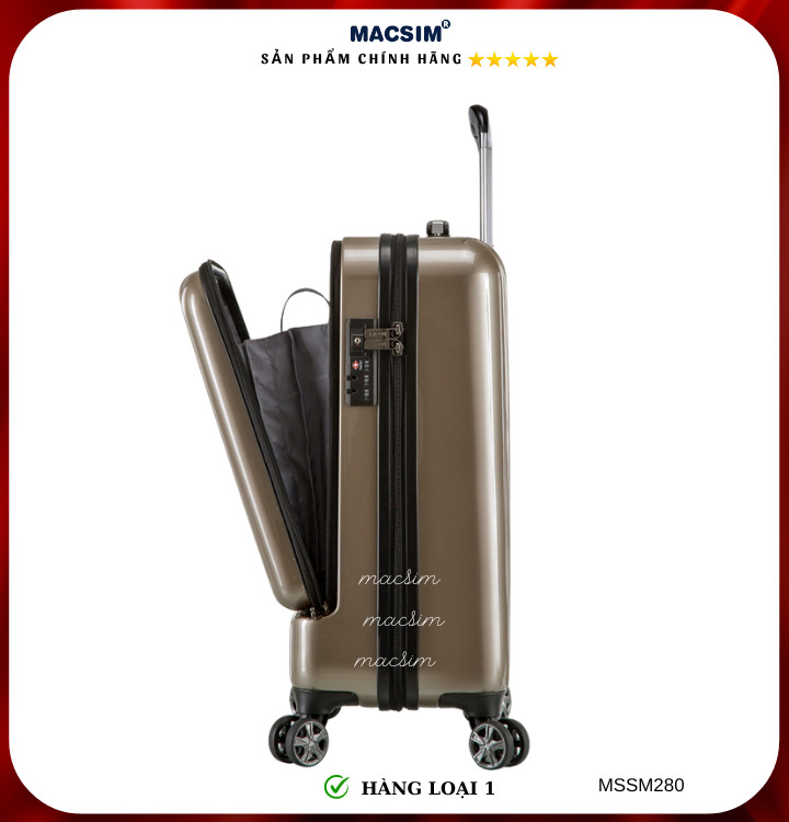 Vali cao cấp Macsim Smooire MSSM280 cỡ 20 inch màu gold hàng loại 1