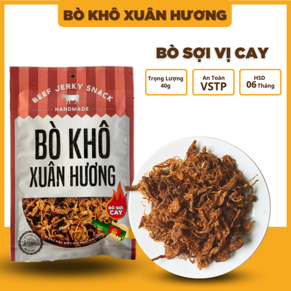 Khô bò khô sợi loại 1, thịt bò khô xé sợi vị cay Xuân Hương siêu ngon 40g