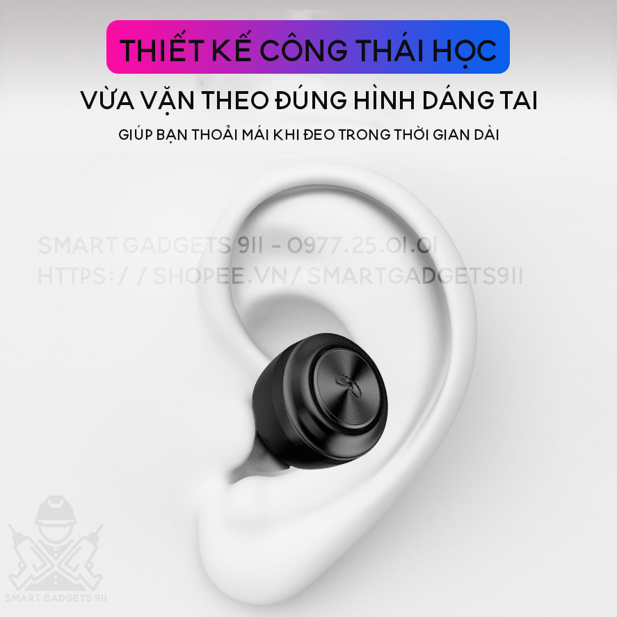 Tai Nghe Bluetooth 5.0 EDR Air Twins Kèm Mic , Âm Thanh Super Clear - Chống Ồn + Dock Sạc Từ Tính, Chống Nước IPX5 - Tương Thích Cao Cho Tất Cả Điện Thoại