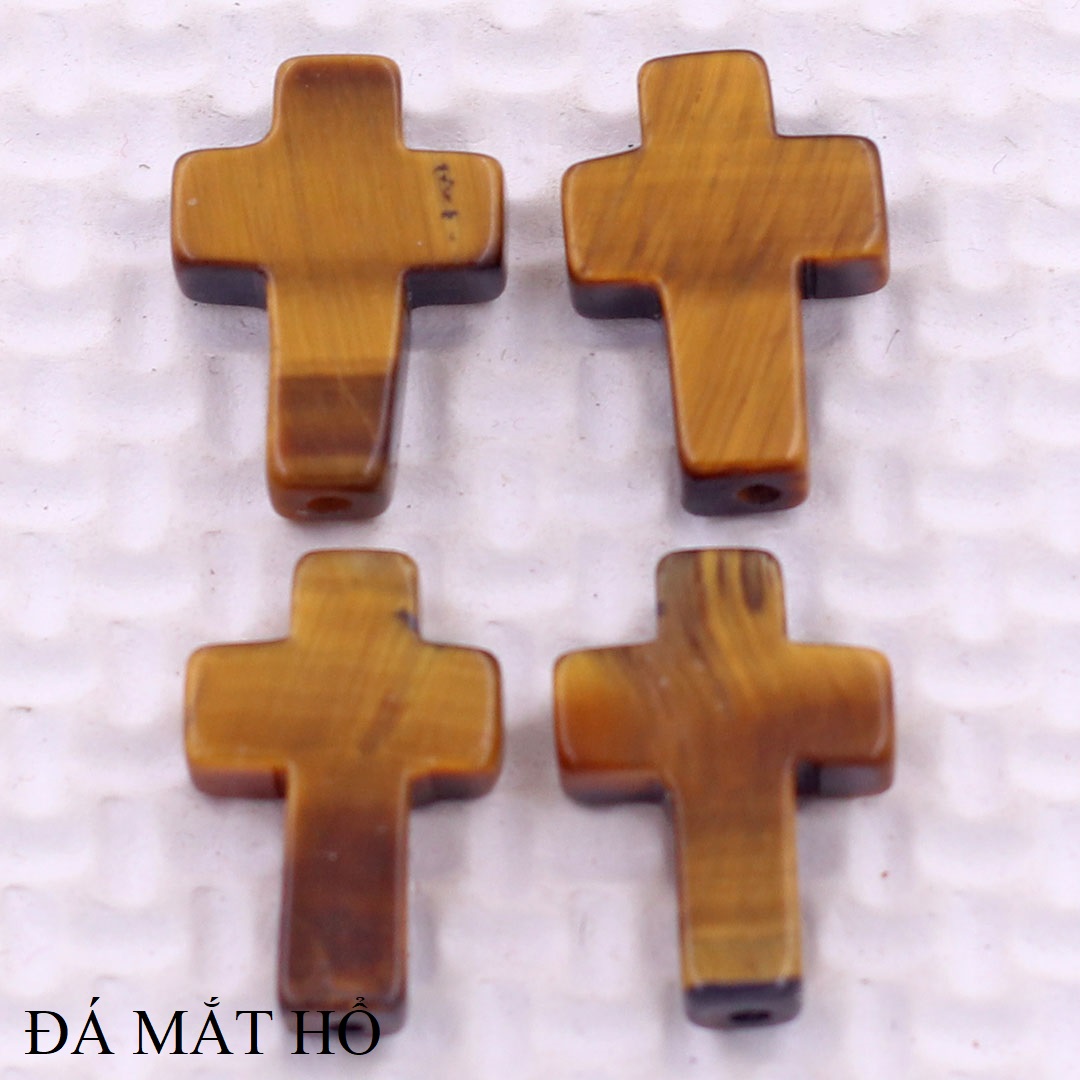 Vòng chuỗi Gỗ Nam Mộc Charm Thánh Giá Đá Mắt Hổ - Chuỗi tay Phong thủy Bình an, May mắn