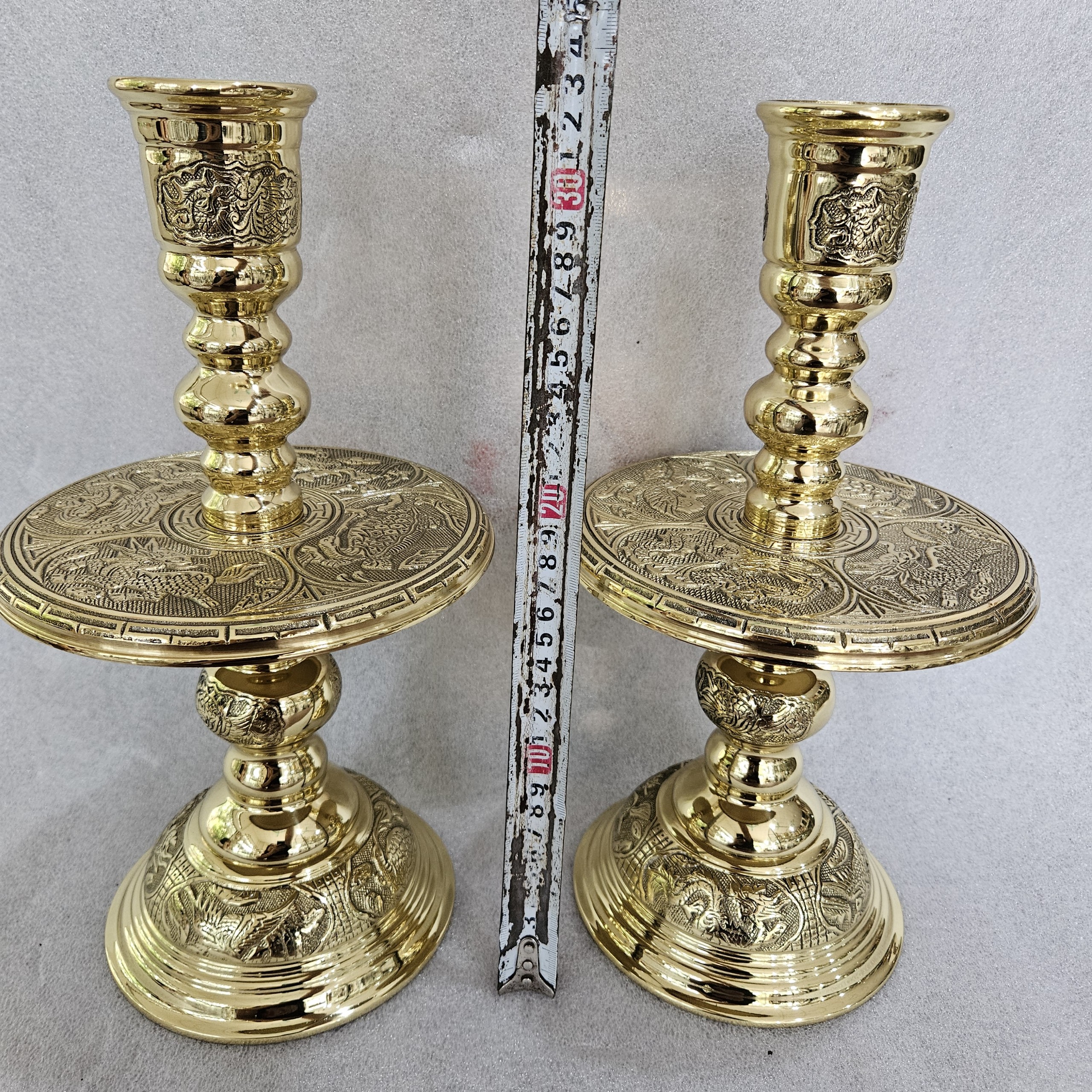 Đỉnh Rồng Chân Nến Đỉnh Đồng Thờ Cúng 42cm, Bộ Tam Sự Bằng Đồng