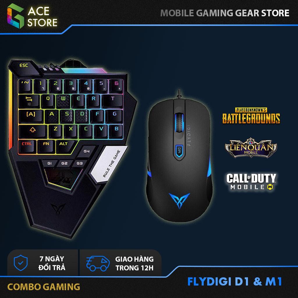 Combo Flydigi D1 + M1 | Combo Bàn phím cơ một tay Flydigi D1 dùng cho IOS, Android,PC và Chuột Flydigi M1