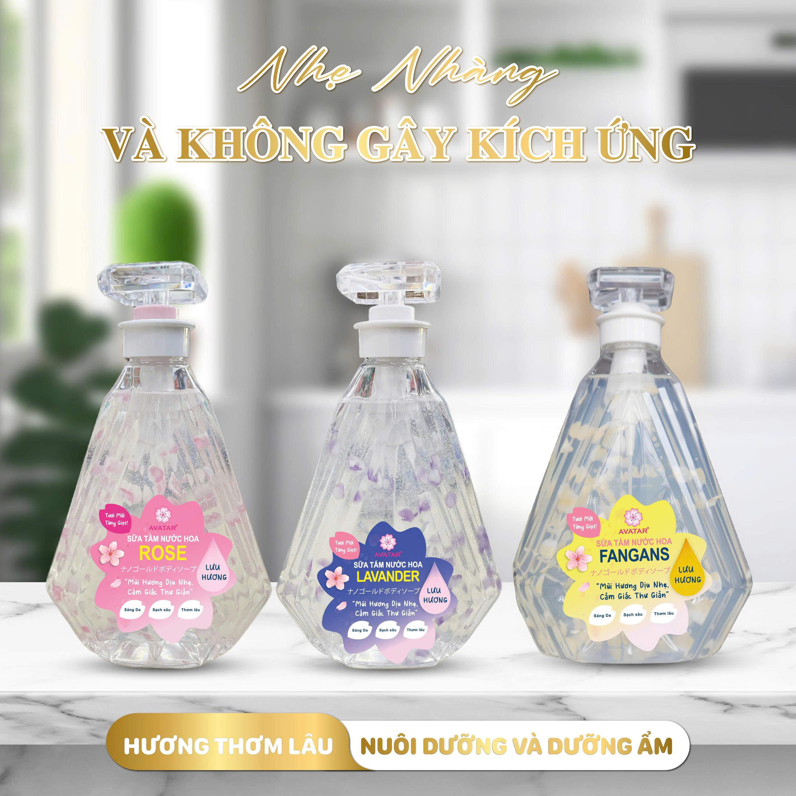 Sữa Tắm Cánh Hoa Tươi Giúp Trắng Mịn Da Hương Hoa Oải Hương Avatar Lavender Shower Gel 800 mL