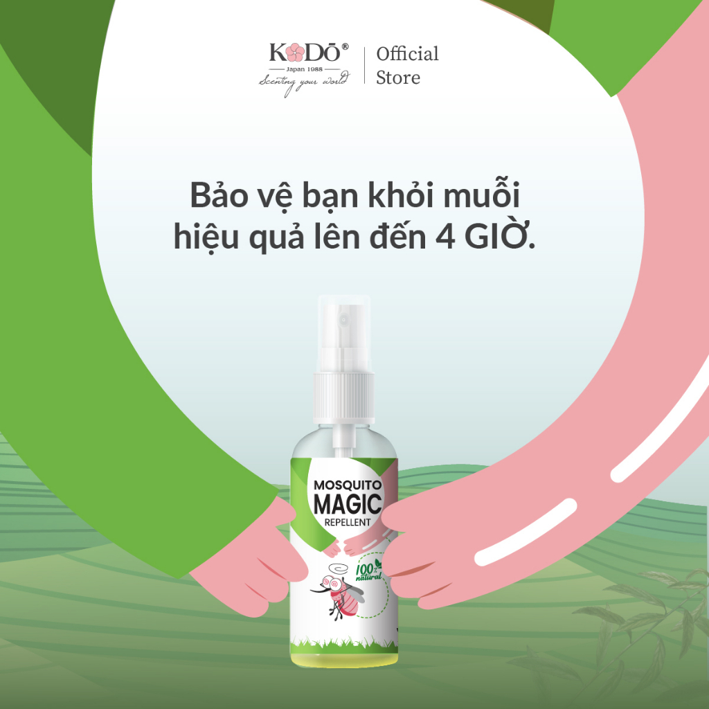 Kodo Mosquito Magic - Chai Xịt Đuổi Muỗi 50ml Toàn Thân Mùi Hương Thiên Nhiên An Toàn Cho Da