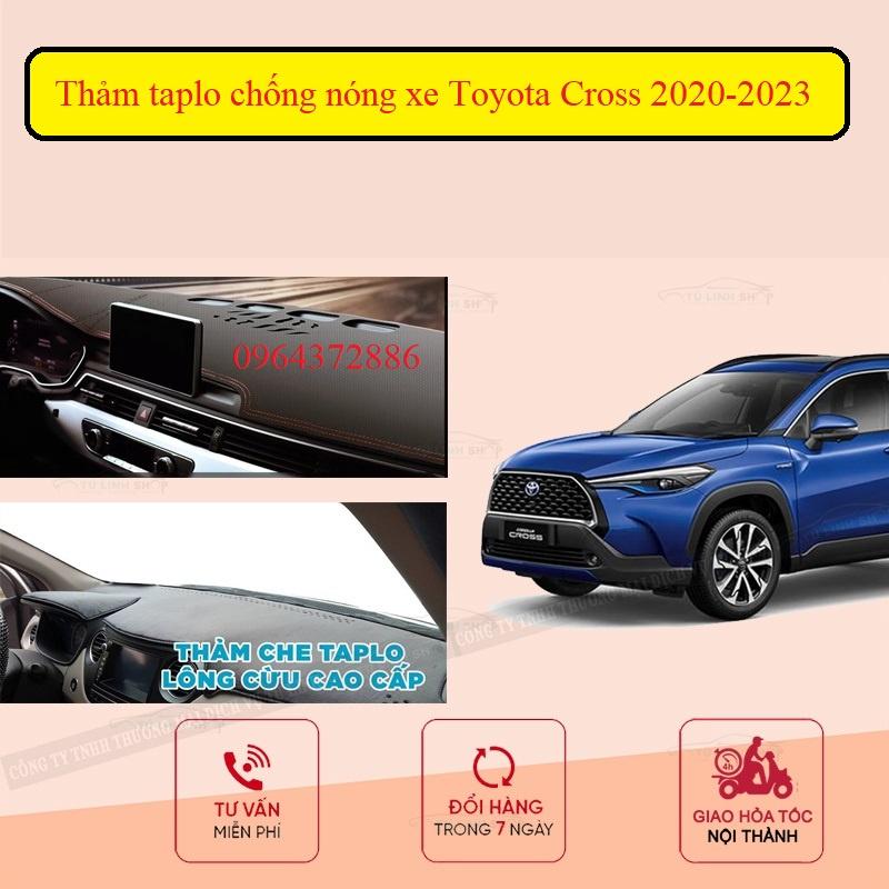 Thảm taplo chống nóng chất liệu nhung lông cừu, da carbon xe Toyota Cros 2020-2023 có chống trượt