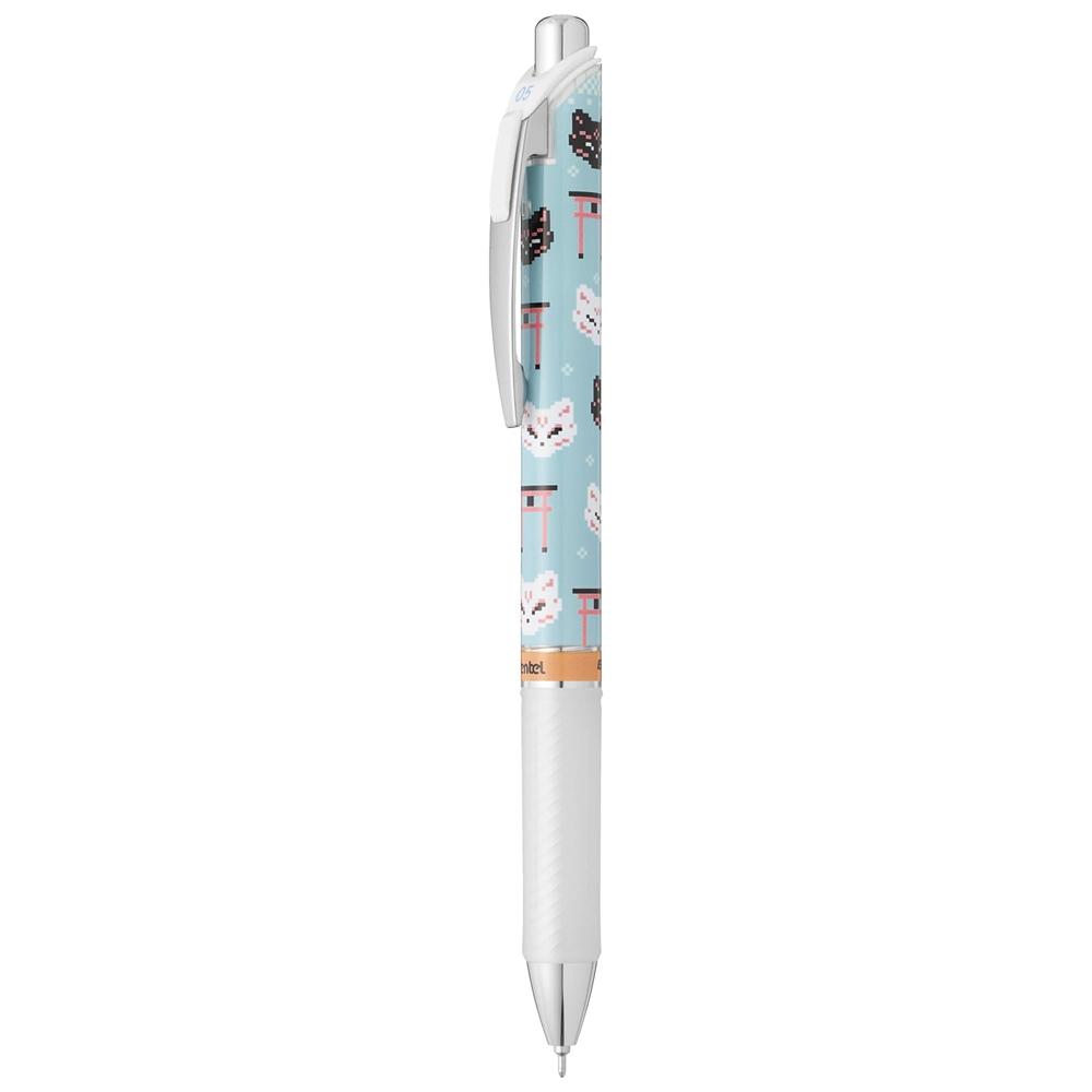 Bút Gel EnerGel Kawaii Pixel Art 0.5 mm - Pentel BLN75KW37-C - Kitsune - Mực Xanh