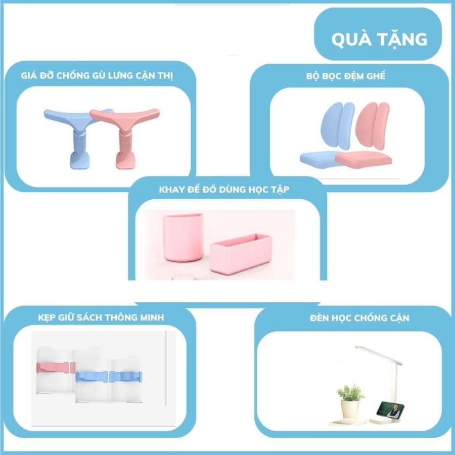 Bộ bàn học chống gù F04, Bàn học cho bé kèm giá sách vòm, Thiết kế mới, Kích thước lớn 90cm