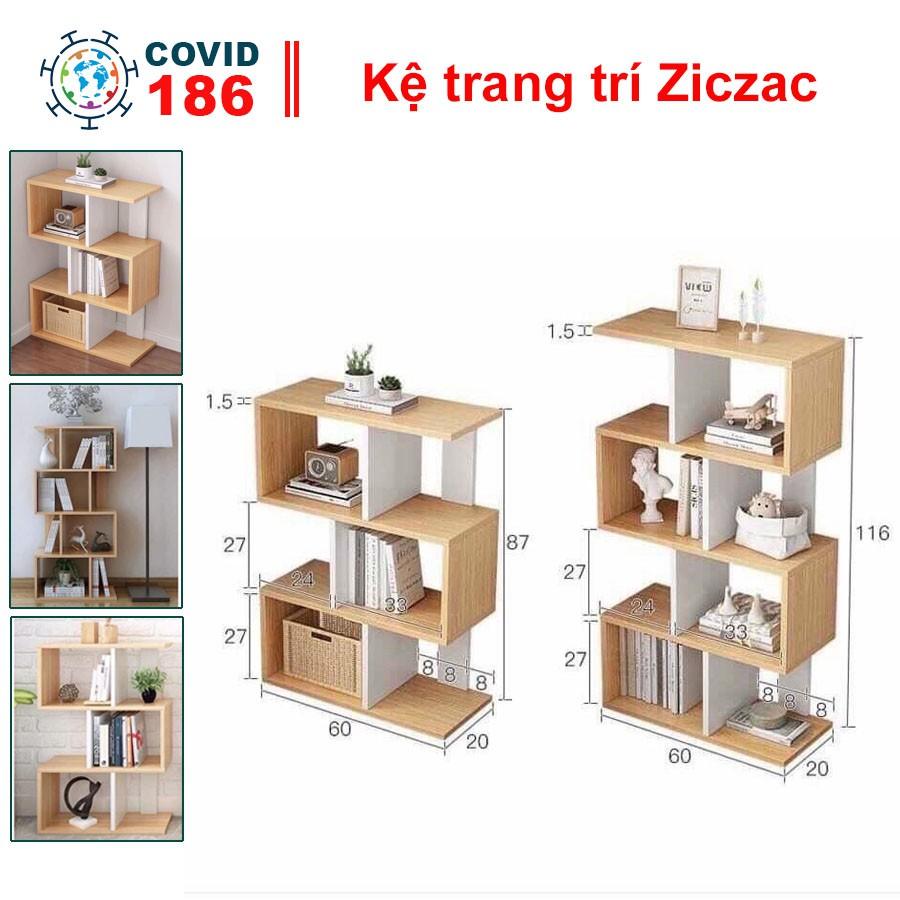 Kệ sách hiện đại đa tầng ziczac phòng khách, phòng làm làm việc thích hợp dùng để trang trí