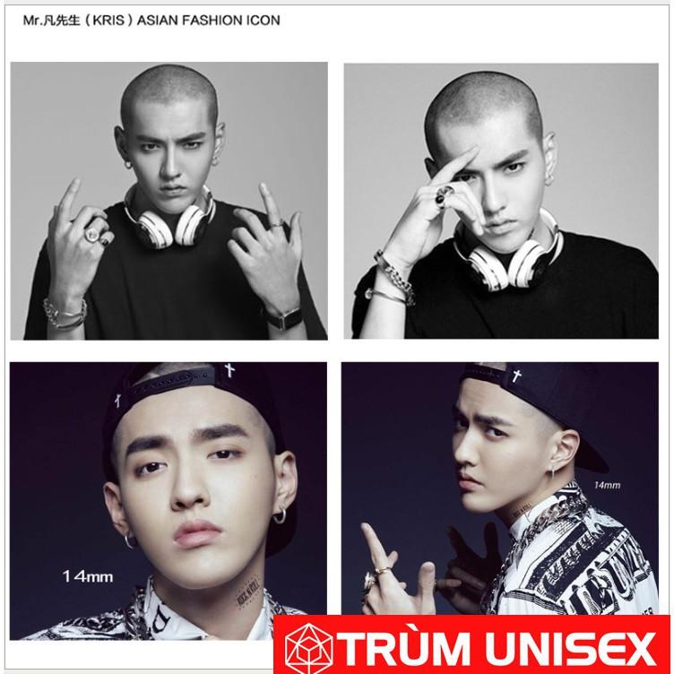 Khuyên Tai Inox Tròn Unisex 14mm 1 Đôi Không Gỉ