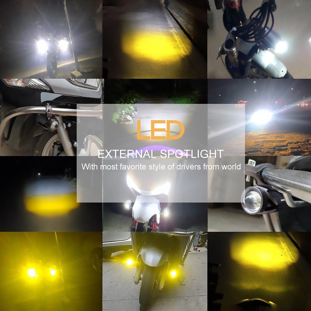 Đèn pha bóng LED hai màu siêu sáng có kính cho xe máy xe hơi ATV