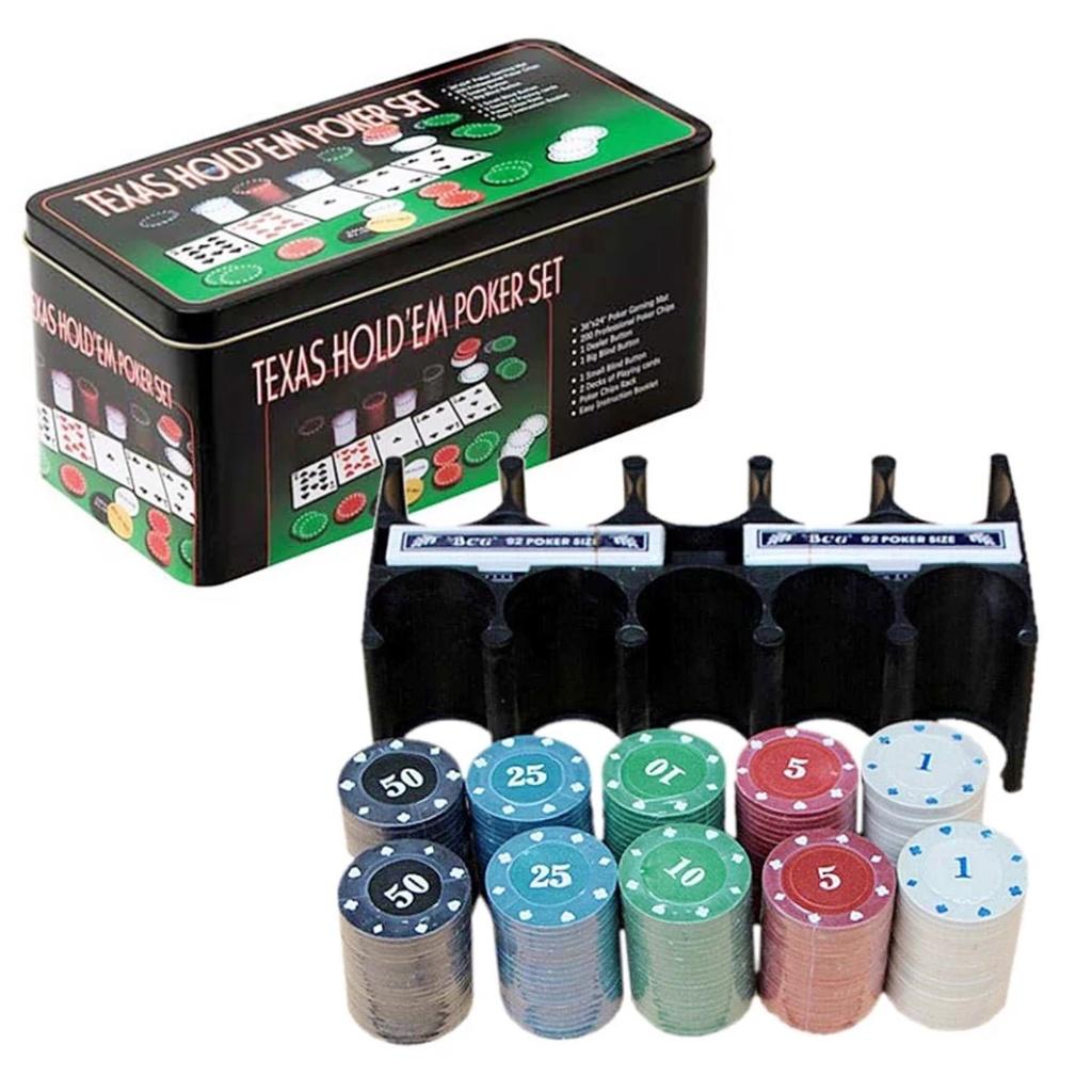Bộ Phỉnh Poker 200 Chips xì dách có số thảm Blackjack - Home and Garden