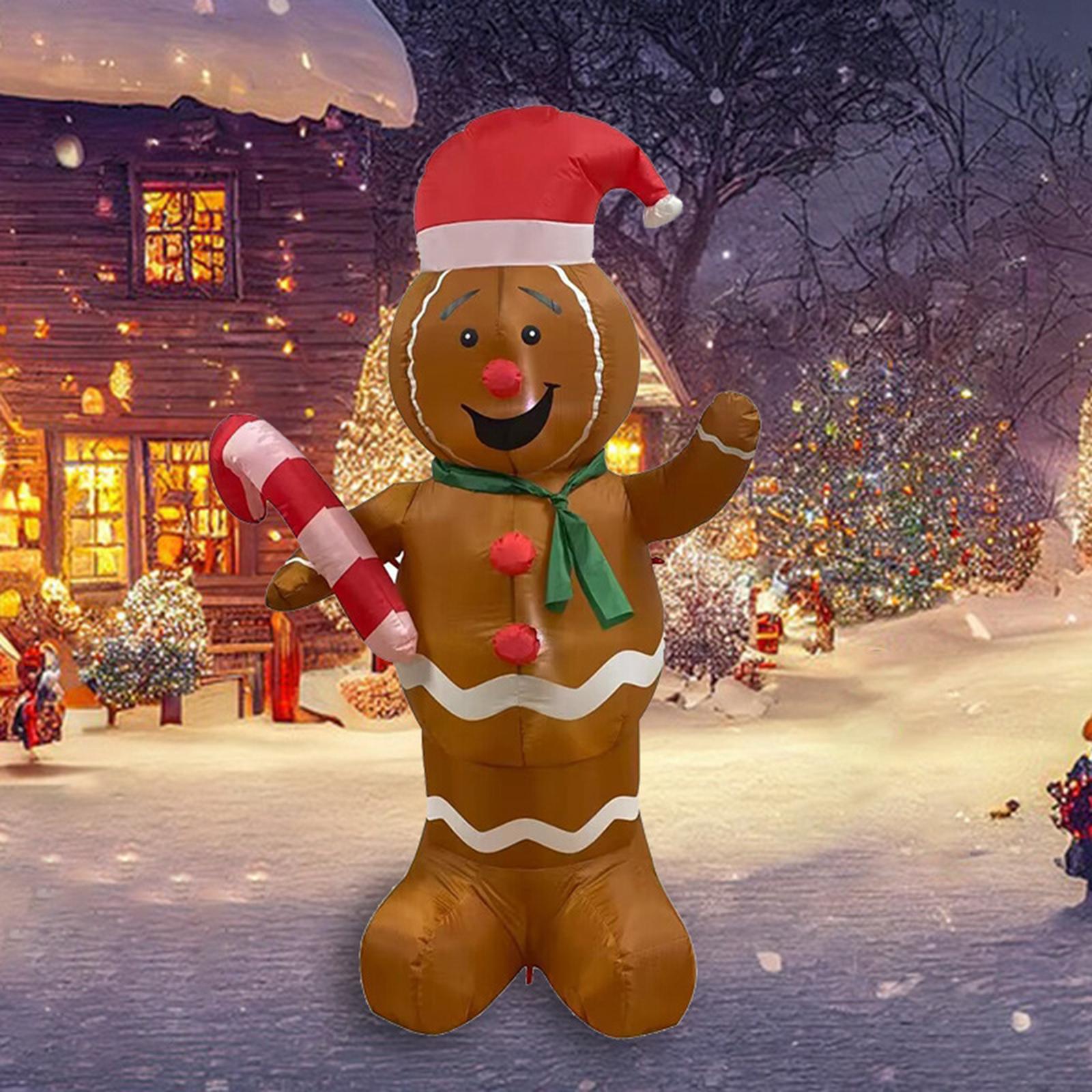 5ft Festive Decoration Gingerbread Man with LED Lights Reusable ,Adorable Inflatable for Yard Indoor Party Decoration Outdoor Decorations
