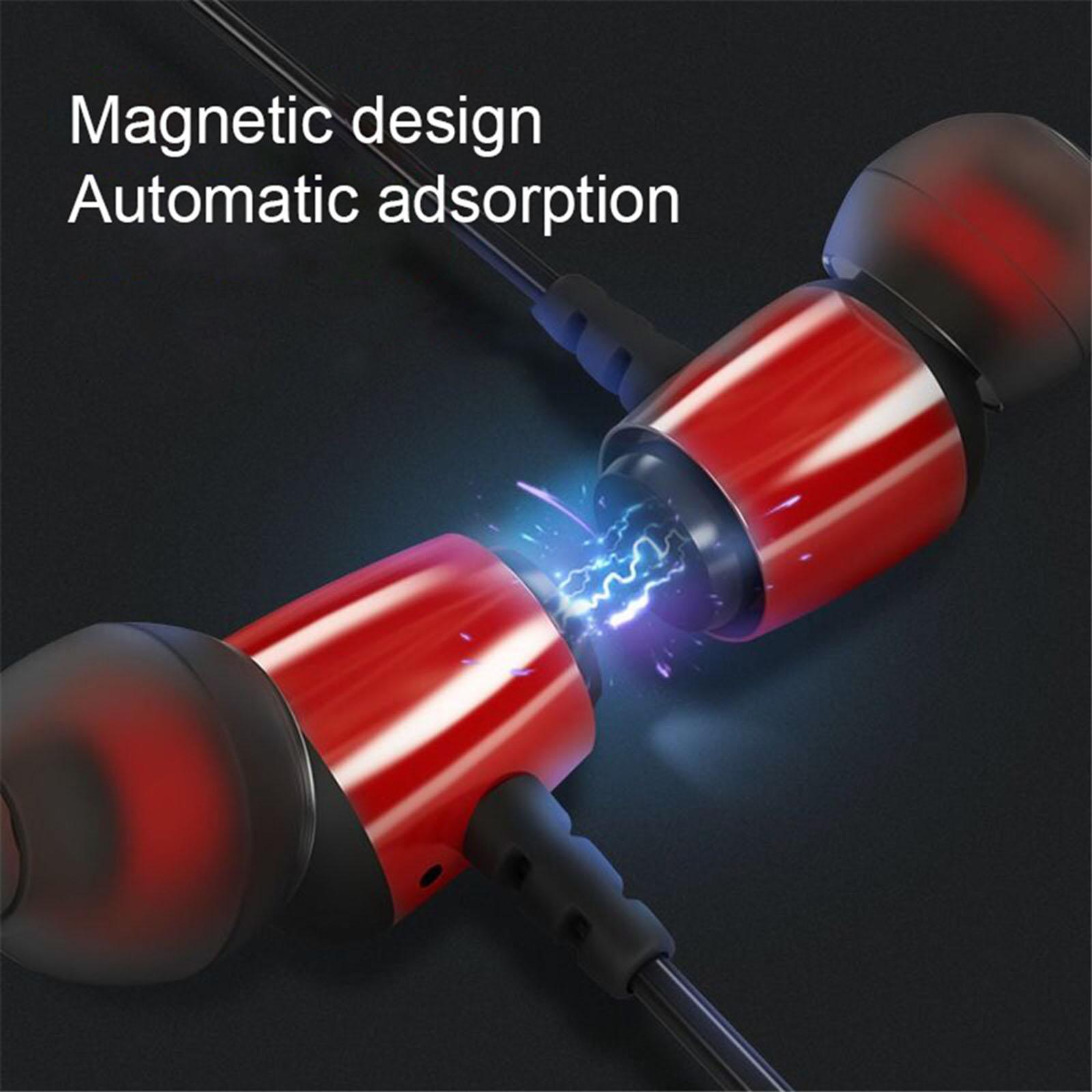 Gym Sport Earphones Wireless w/Mic Bluetooth Headphones for Home Office Red