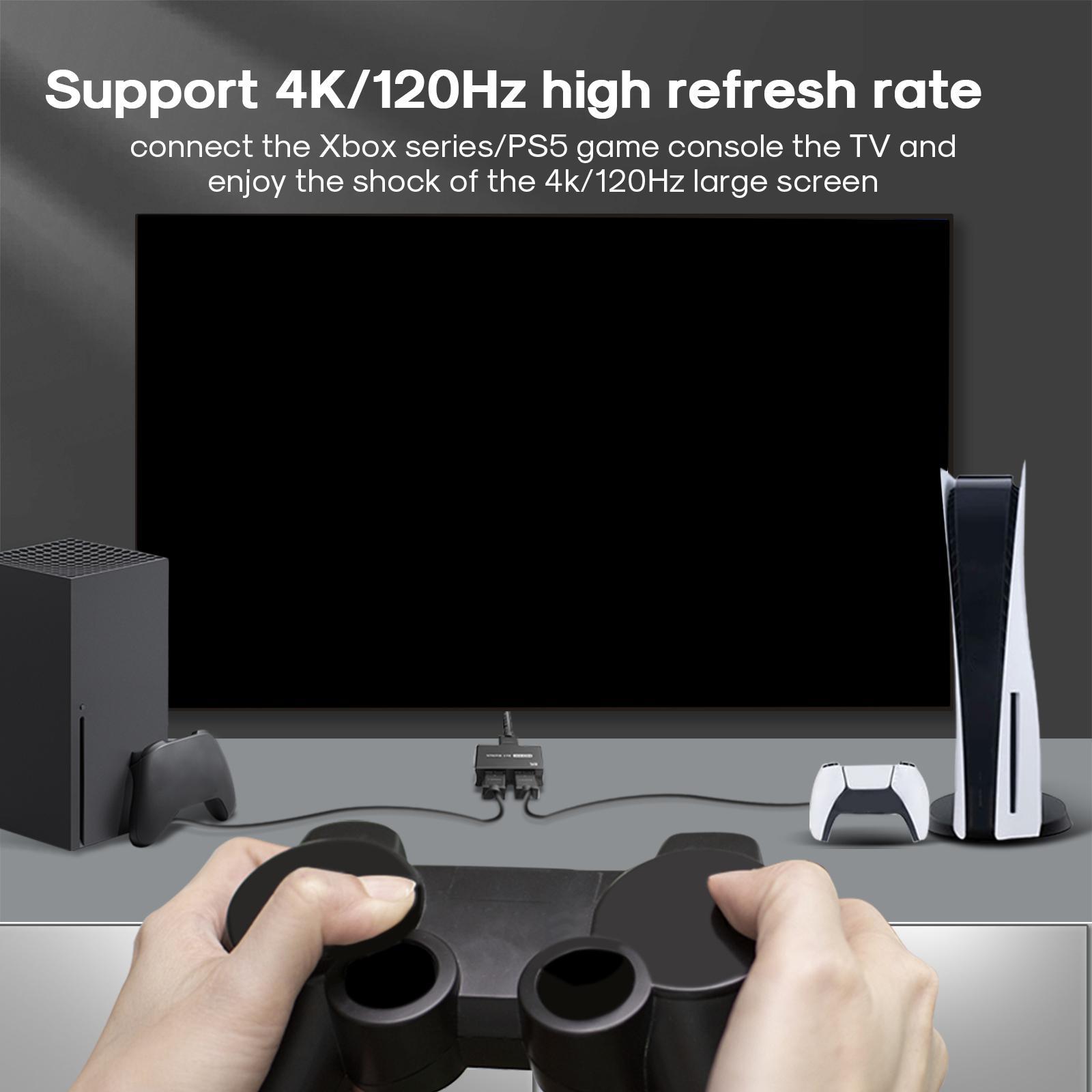 2x1 Switch 8K HDMI 2.1 Splitter ,2 in 1 Out ,High Speed ,8K 60Hz Signal Display 4K 120Hz 8K HDMI Switch Switcher for PS5 Laptop Monitors DVD