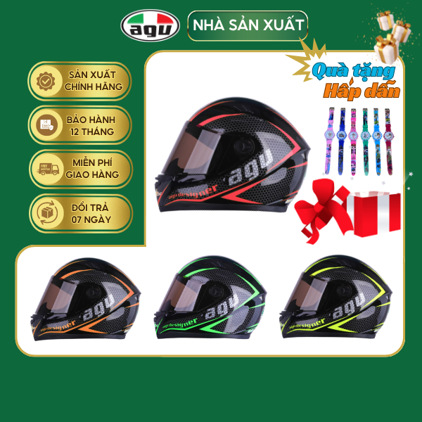 Mũ Bảo Hiểm Fullface AGU A138 Tem - Tặng Túi Vải - Hàng Chính Hãng Bảo Hành 12 Tháng - Sản Phẩm Thời Trang Và Cao Cấp