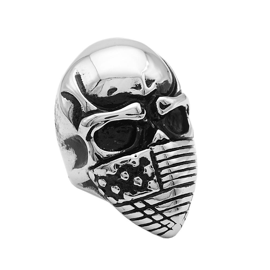 Punk Rock Sliver Evil  Skull Head Finger  American Flag