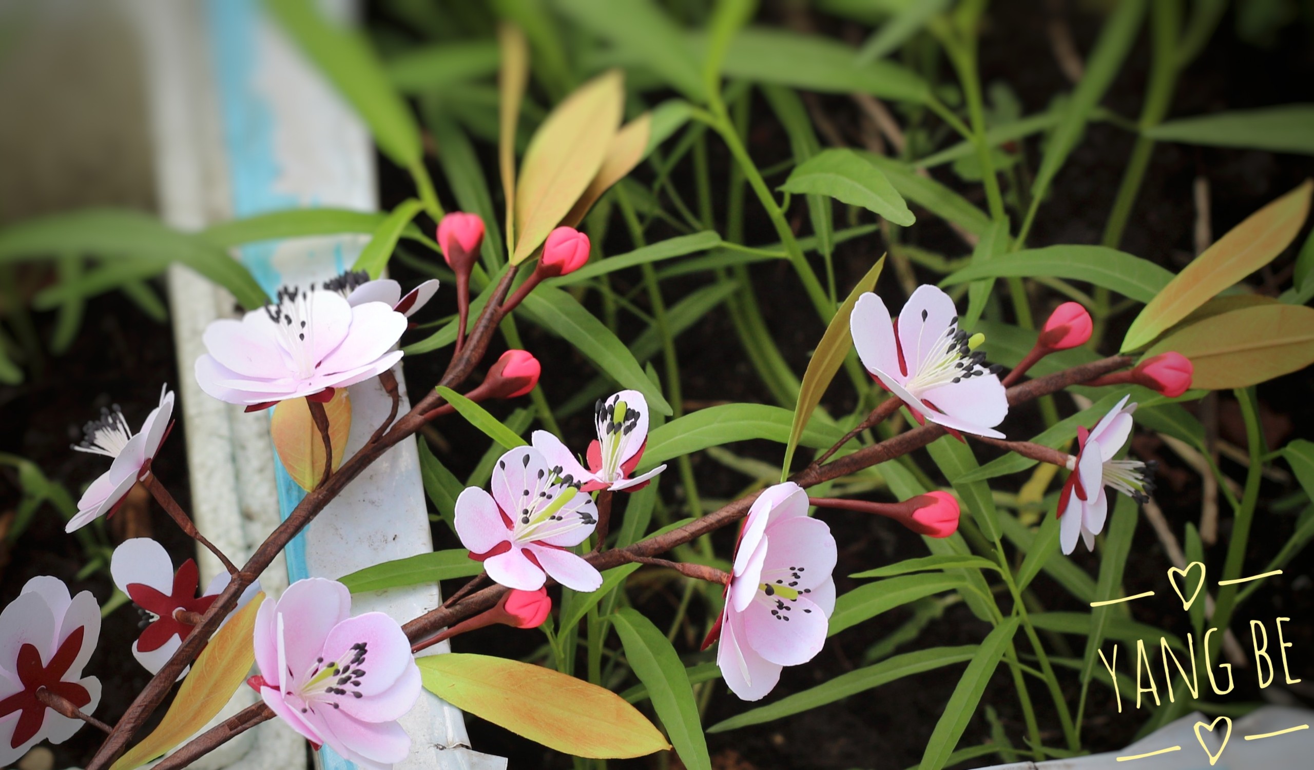 Hoa đào giả trang trí tết- Bộ nguyên liệu làm hoa đào giấy
